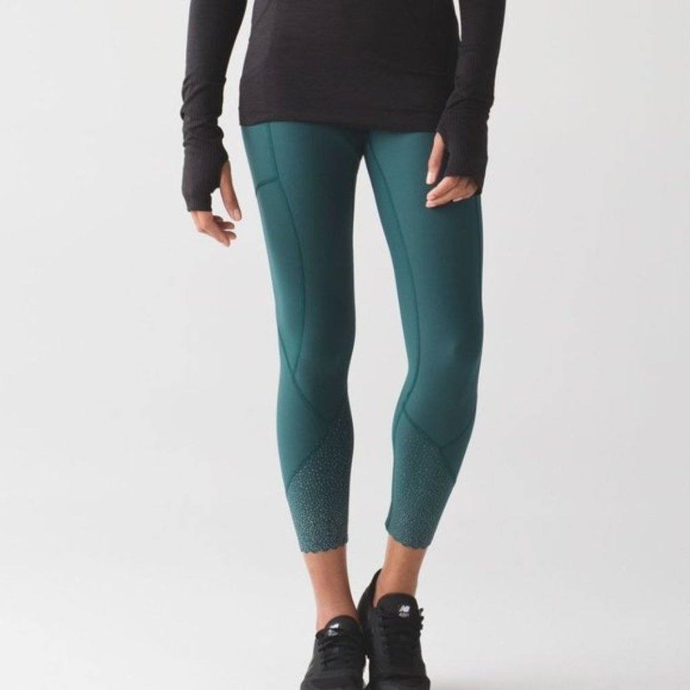 Lululemon Deep Green Tight Stuff Leggings Size 8